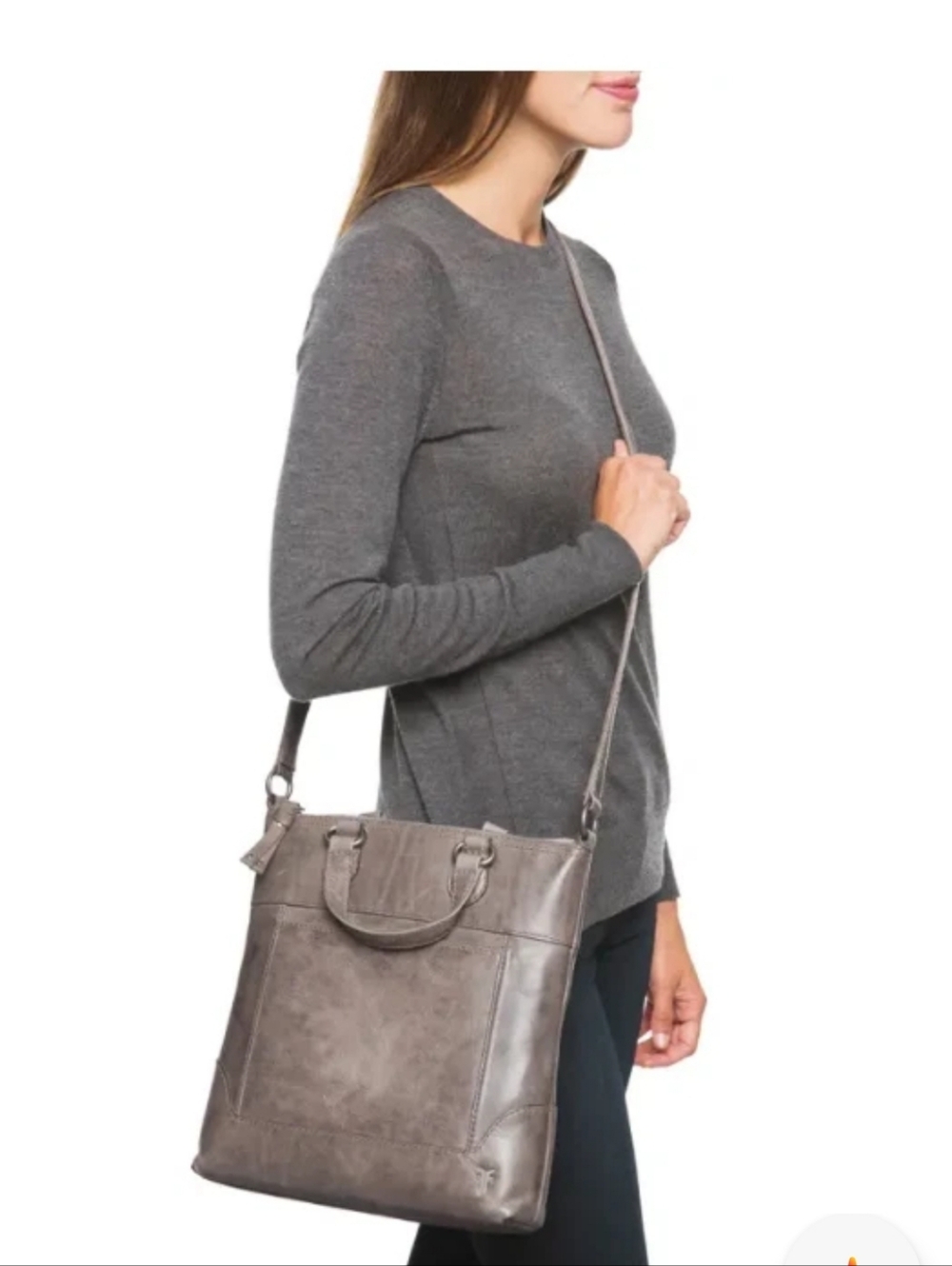 Frye Melissa Distressed Beige Leather Small Tote Crossbody - Picture 16 of 16